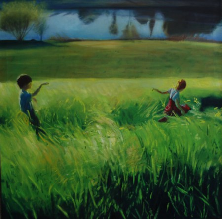 Zagyvapart 100x100cm olaj vászon